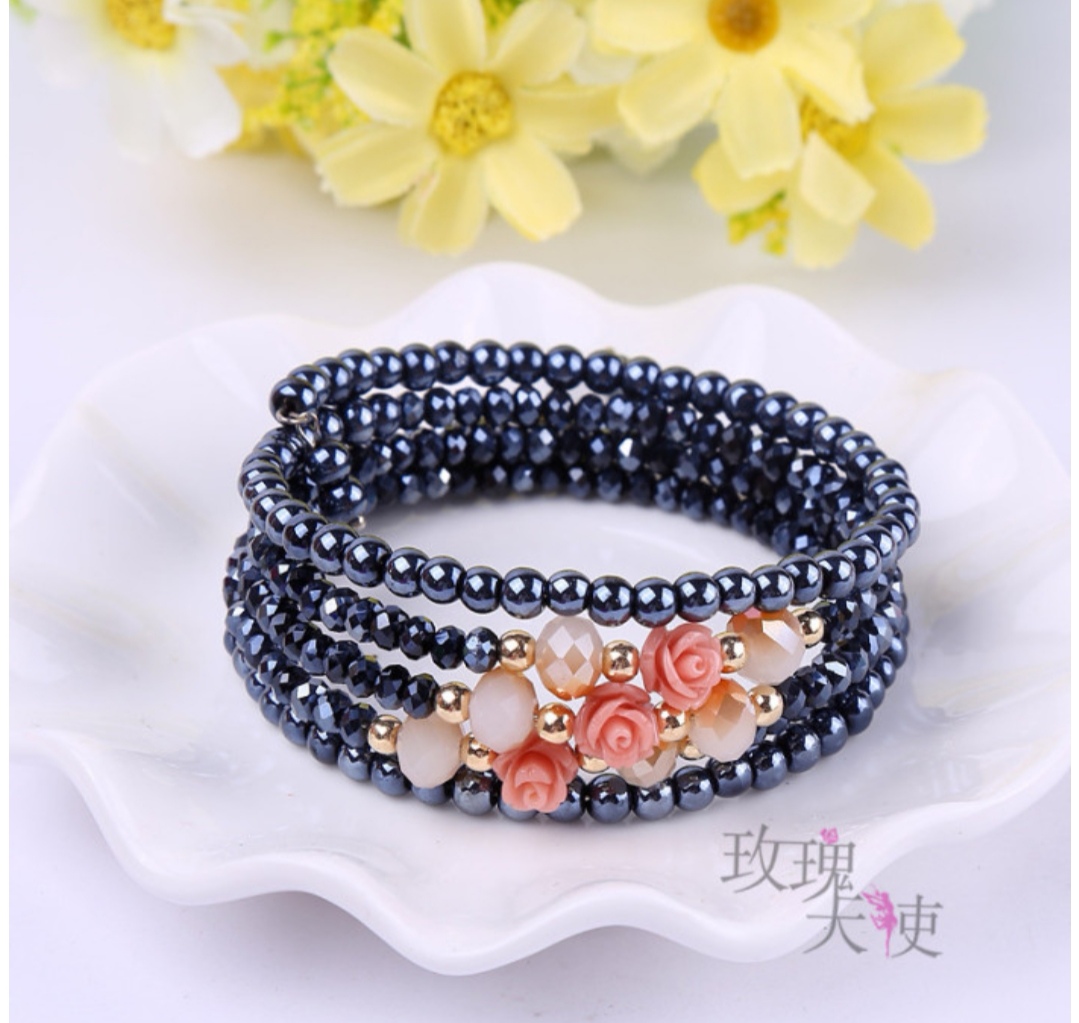 Fashionable Korean-style multi-ring bracelet accessories, rose women's bracelet, natural stone agate crystal bracelet, bestsellers