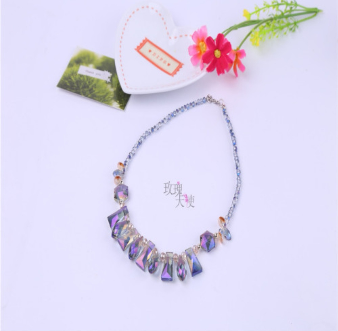 Rose Angel Korean version fashionable Ocean Heart Necklace Square diamond collarbone chain accessory wholesale