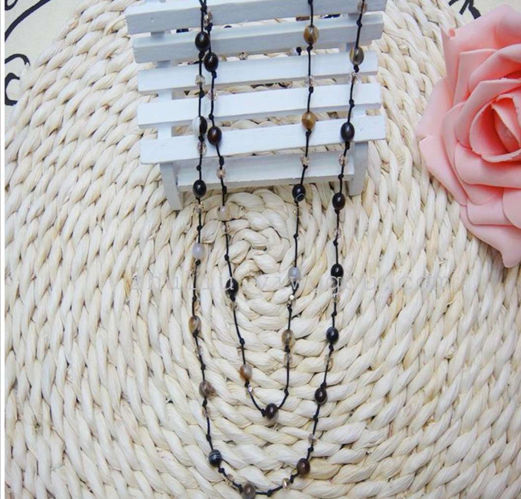 Bohemian multi-layer agate crystal short necklace, women's fashionable dress accessory, versatile retro gift for women undefined