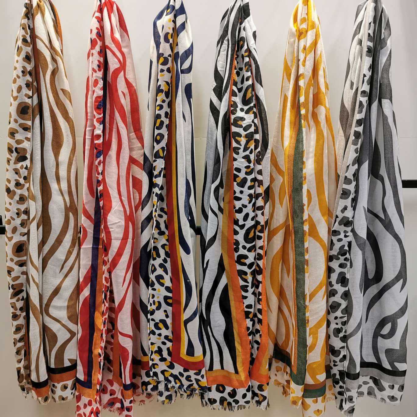 2020 New Satin Black And White Multicolor Zebra Stripe Scarf Shawl details Picture