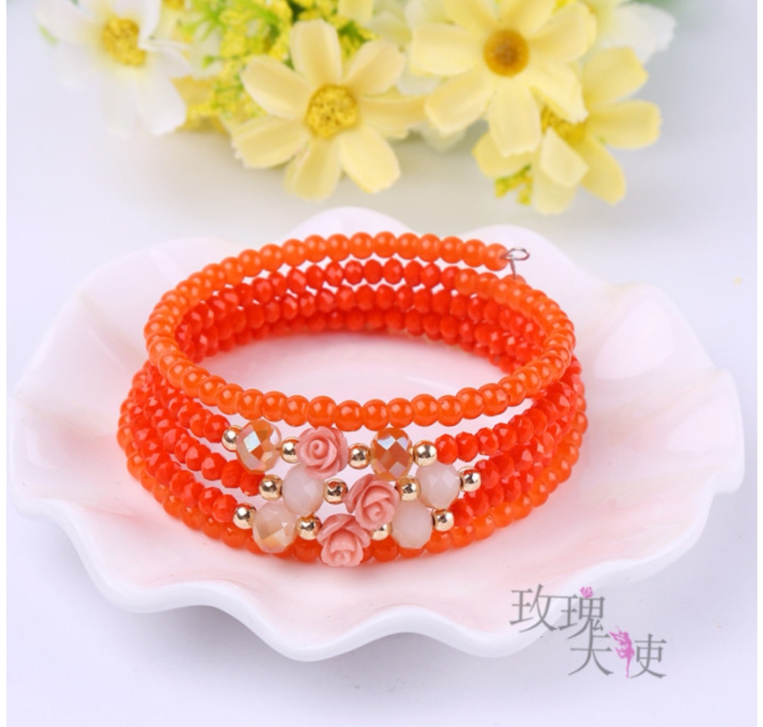 Fashionable Korean-style multi-ring bracelet accessories, rose women's bracelet, natural stone agate crystal bracelet, bestsellers