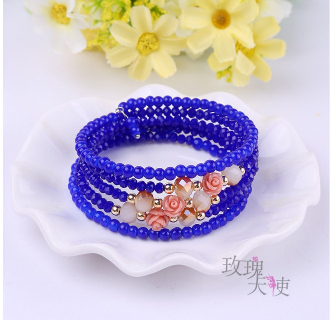 Fashionable Korean-style multi-ring bracelet accessories, rose women's bracelet, natural stone agate crystal bracelet, bestsellers