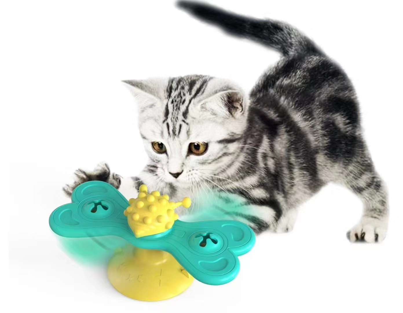 【现货发售！！！】，转转风车猫玩具的蝴蝶款，取消了原有的发光球设计，增加了一粒高含量的猫薄荷球。全新的原创设计图