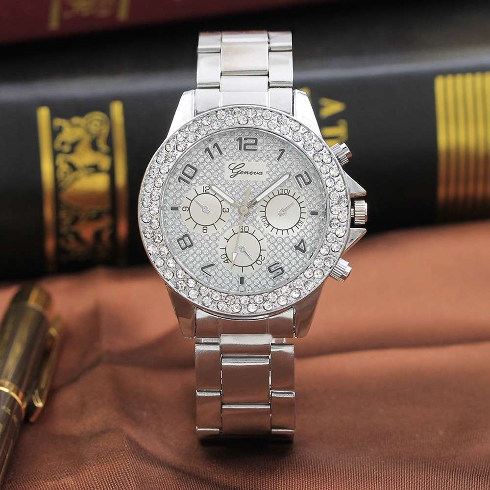 Geneva set diamond jewelry watch three - eye steel band creative women's watch figure all - star men's watch 1882/59 thumbnail