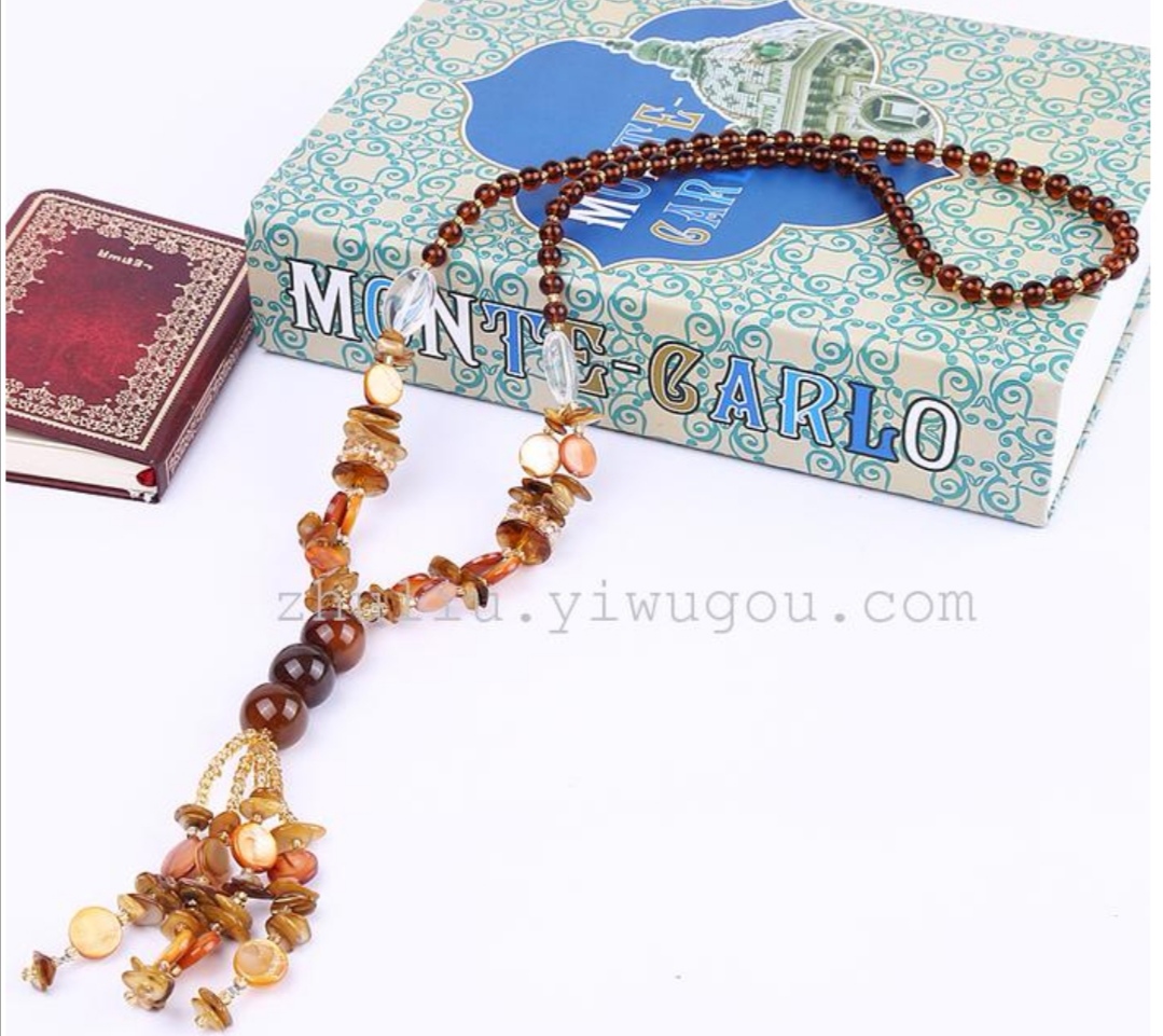 High-end, fully handcrafted, pure natural crystal agate, shell glass beads, long sweater necklace