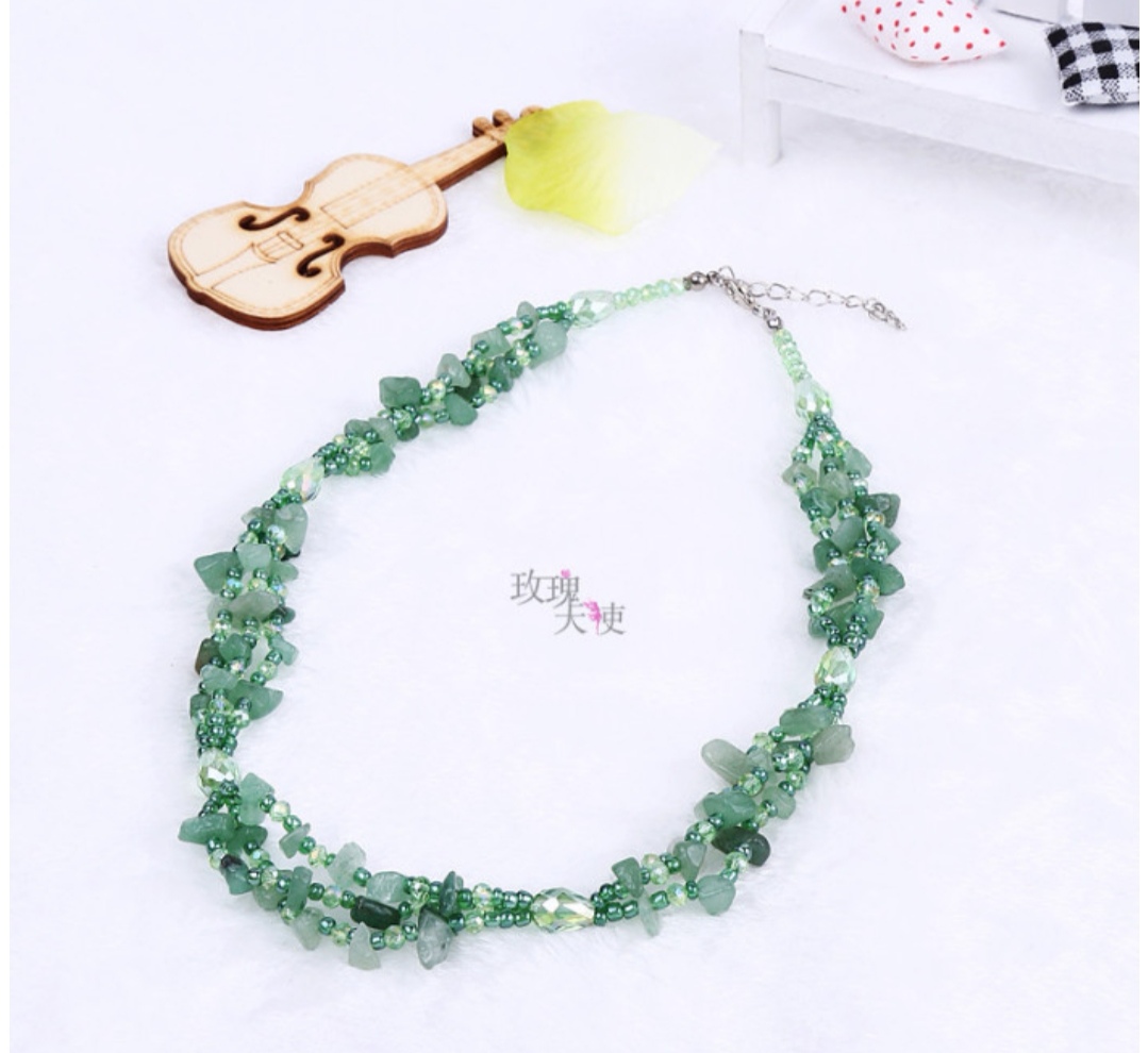 High-end, fully handcrafted, pure natural crystal agate shell glass bead necklace collarbone chain Item Picture