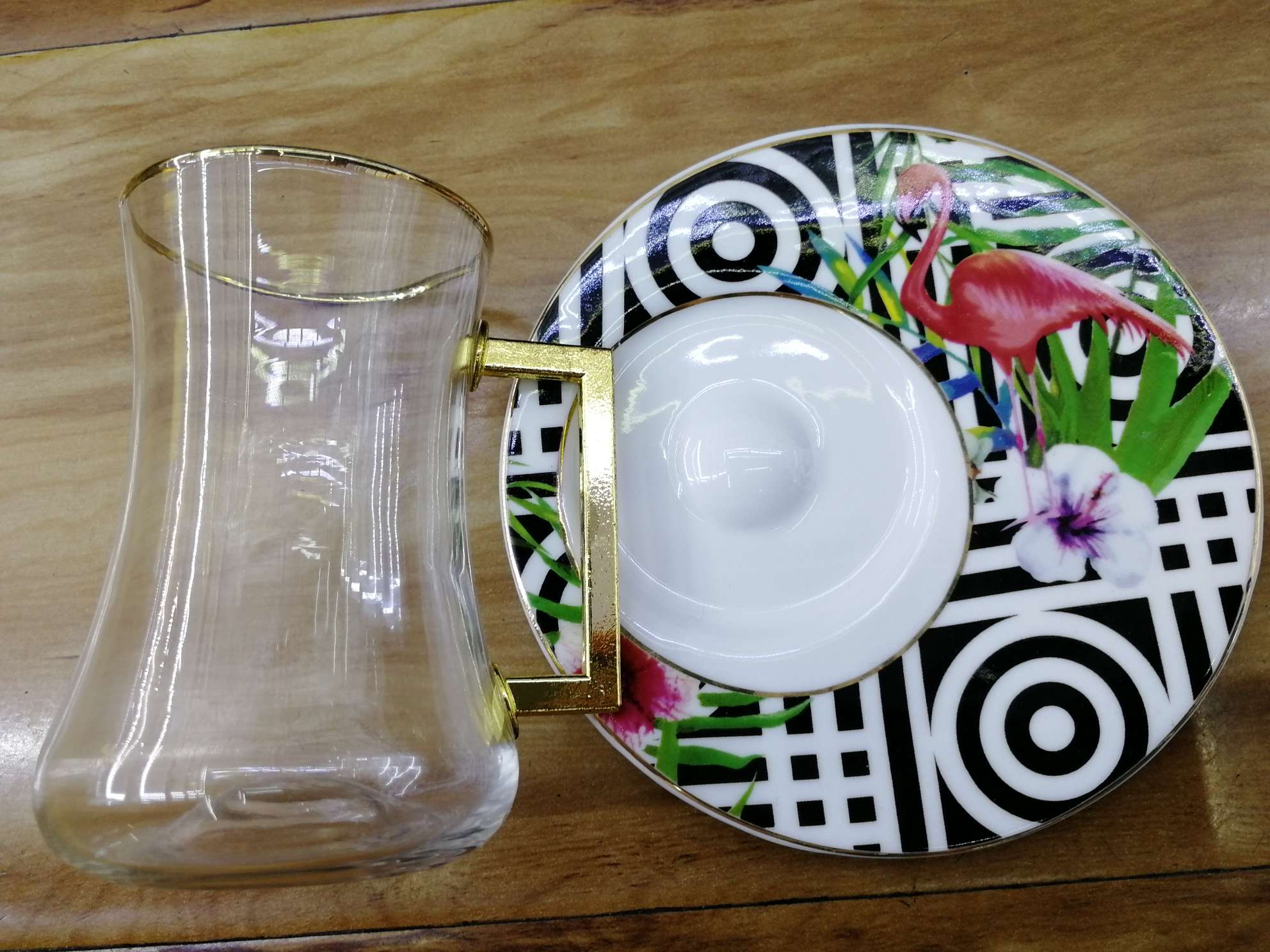 Ceramic saucer glasses six saucers thumbnail
