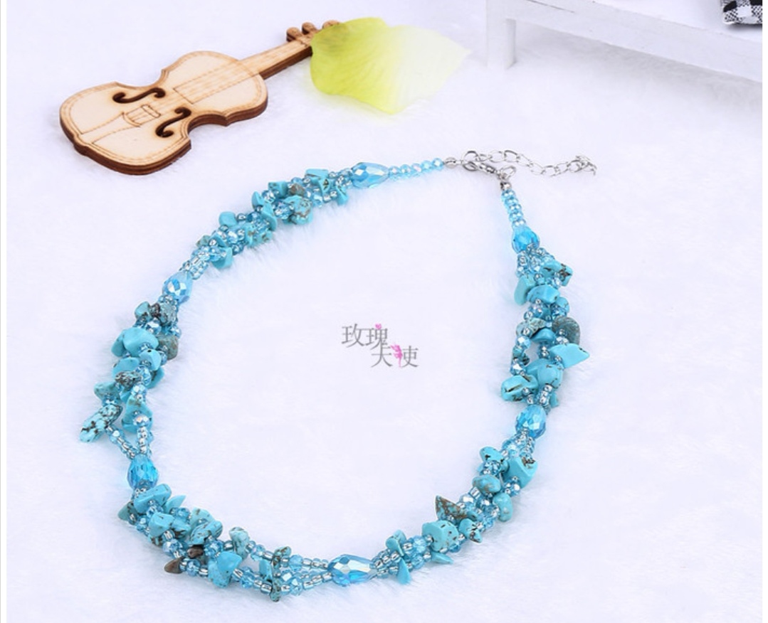 High-end, fully handcrafted, pure natural crystal agate shell glass bead necklace collarbone chain