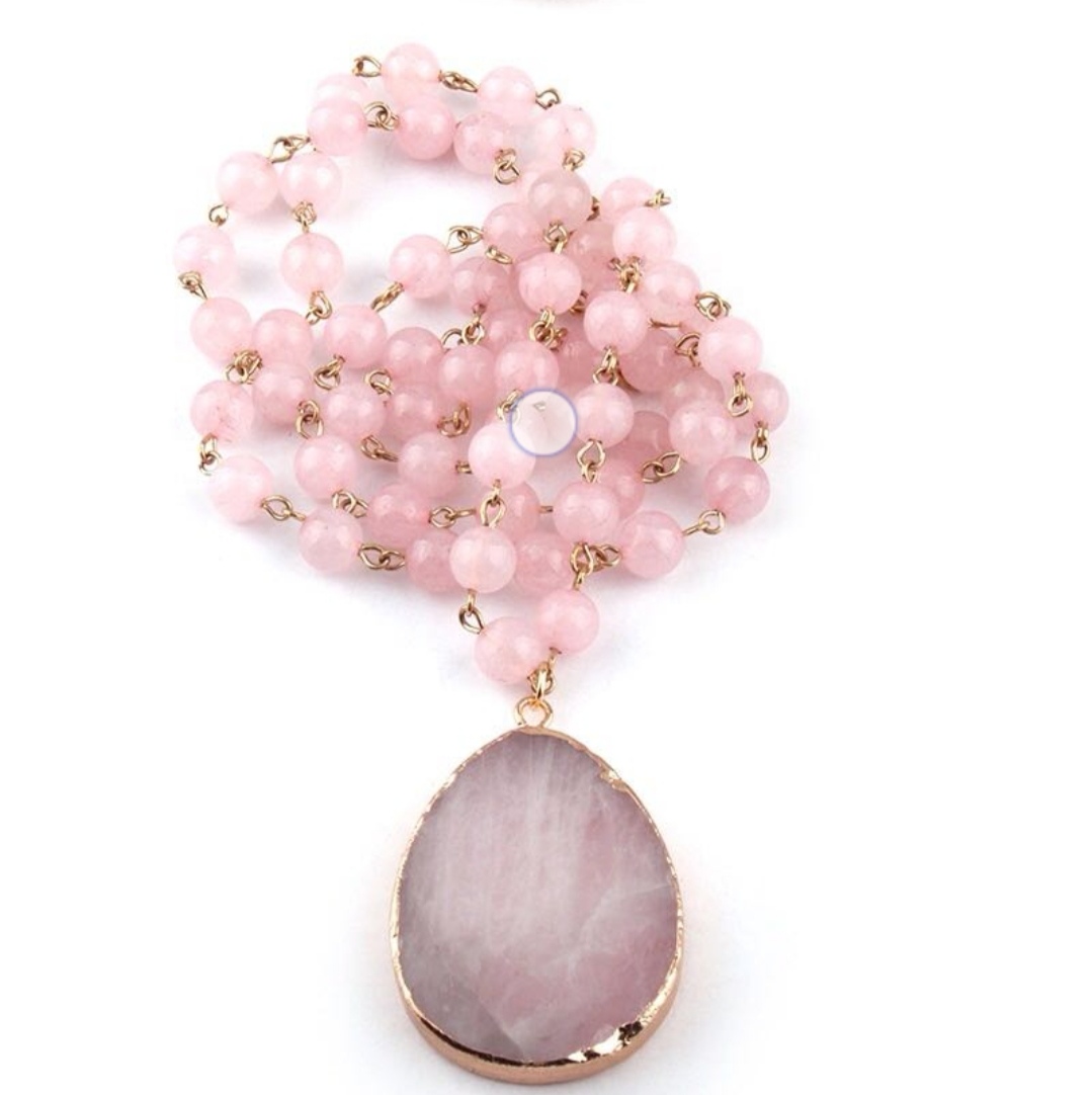 Rose Angel Natural gemstone beaded necklace, stone pendant necklace, women's ethnic necklace Specification image