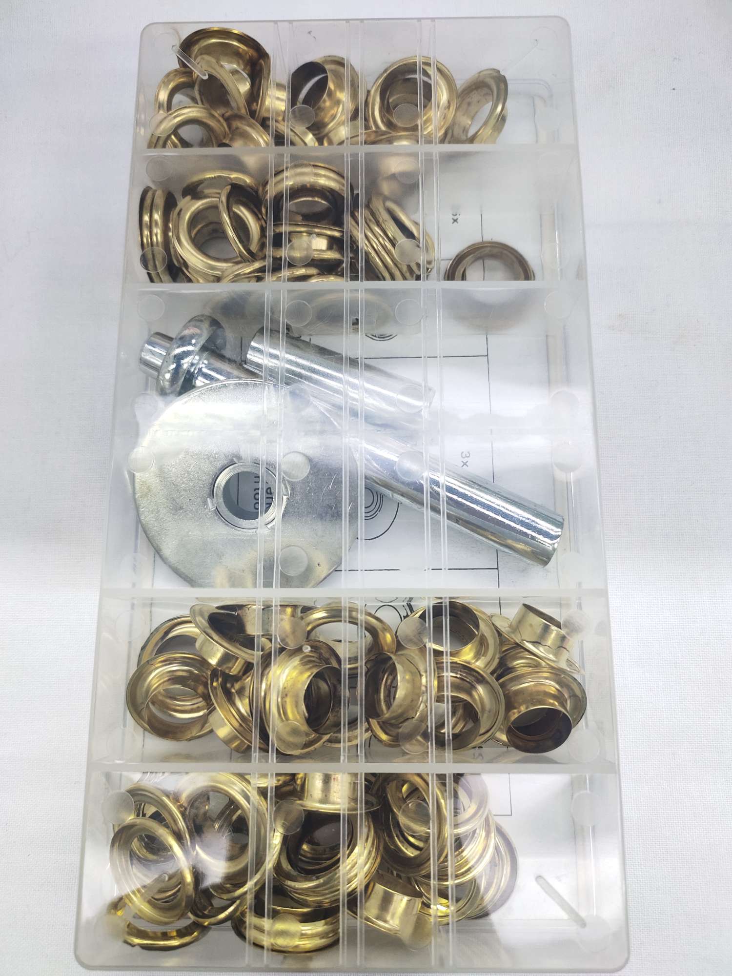 103pcs金色金属扣吊牌空心眼圈铆钉DIY服饰装饰鸡扣帆布帐篷金属气眼扣