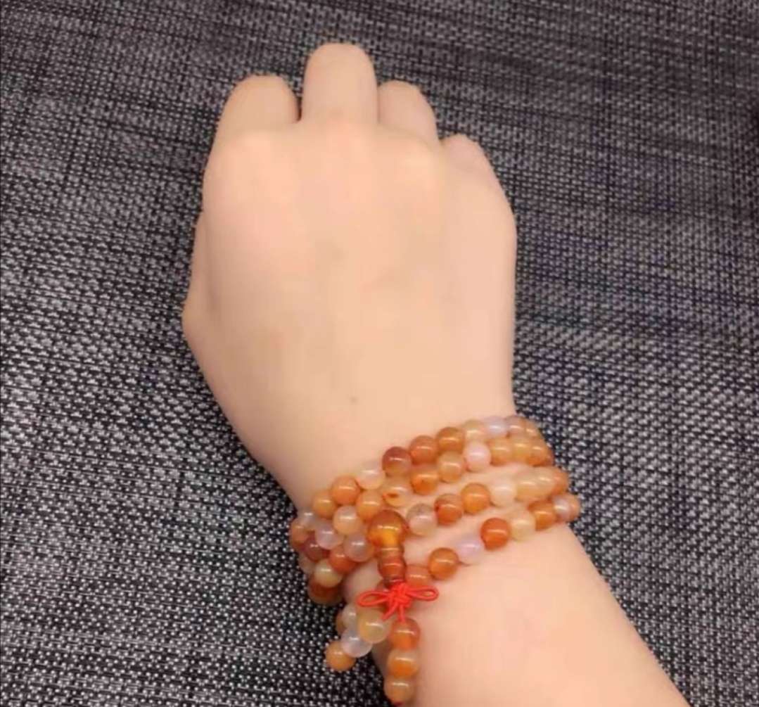 6mm multi-circle Brazilian red agate bracelet for both men and women, 108 Buddhist prayer beads crystal four-circle bracelet Specification image