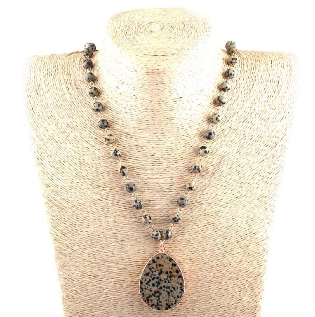 Rose Angel Natural gemstone beaded necklace, stone pendant necklace, women's ethnic necklace details Picture