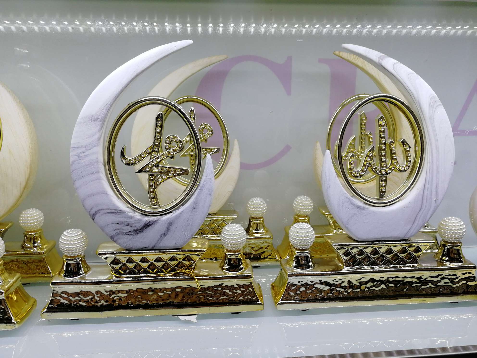 电镀陶瓷摆件 一对装礼盒包装 金银两色可选