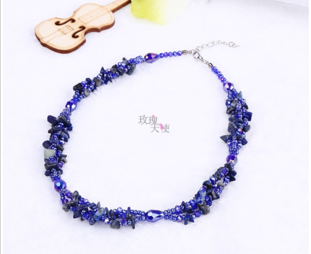 High-end, fully handcrafted, pure natural crystal agate shell glass bead necklace collarbone chain Specification image