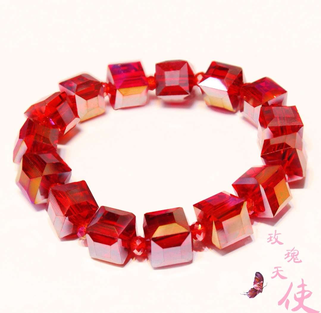 Rose Angel Austrian Crystal Cube Sugar Three-dimensional bracelet accessory, fashionable gift for women, Ocean Heart Swarovski bracelet