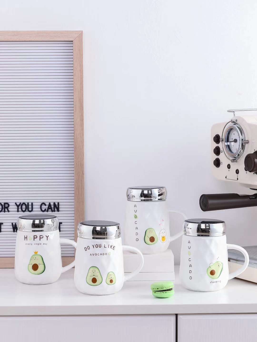 Creative web celebrity avocado ceramic mirror glass cup four color blend thumbnail