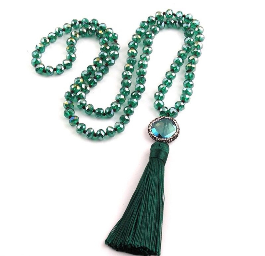 Versatile turquoise sweater chain, long spring and summer ethnic style necklace, women's clothing accessory