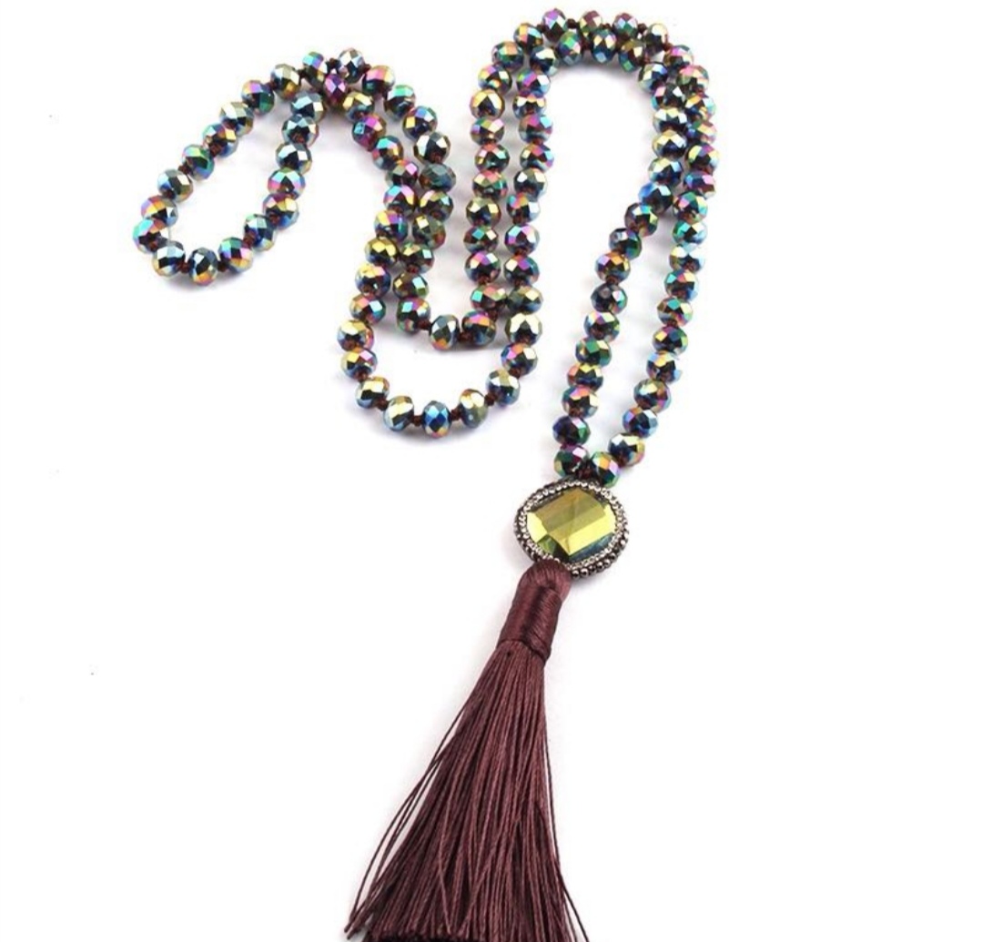 Versatile turquoise sweater chain, long spring and summer ethnic style necklace, women's clothing accessory Item Picture