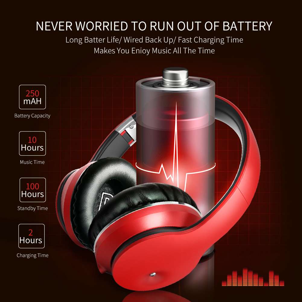 The new popular fold-down headphone card bass ultra long wireless Bluetooth headset has good sound quality thumbnail