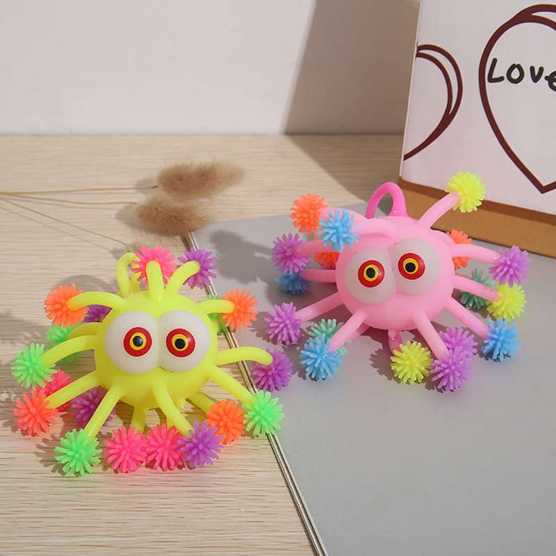 凸眼雪花球毛毛球软胶球亮灯毛毛球细节图