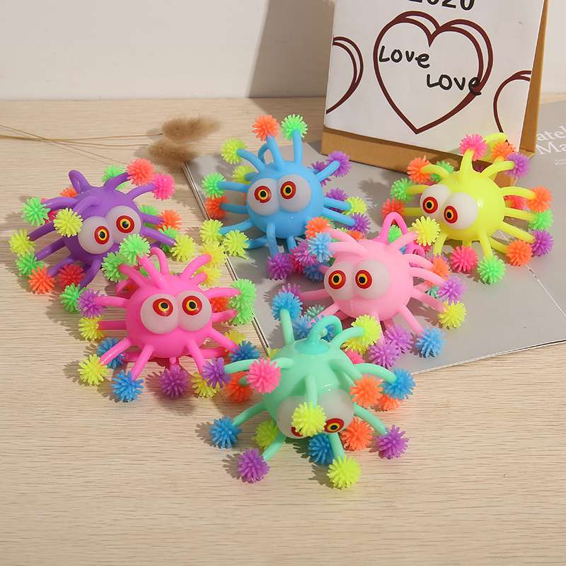 凸眼雪花球毛毛球软胶球亮灯毛毛球