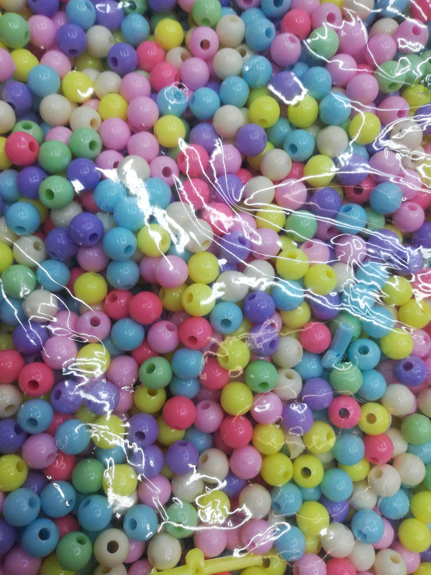 Mixed light color 4mm acrylic round beads, solid color candy beads, loose beads, diy children's bracelet bead material details Picture