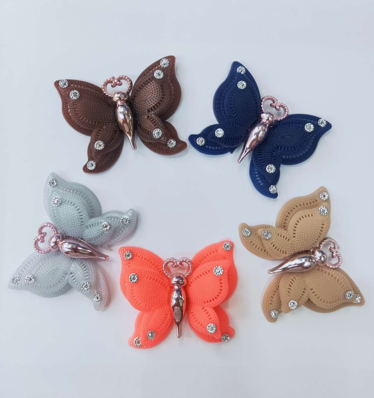 Manufacturers direct PVC shoe flowers, with aluminum nail with diamond butterfly series style shoe flowers thumbnail