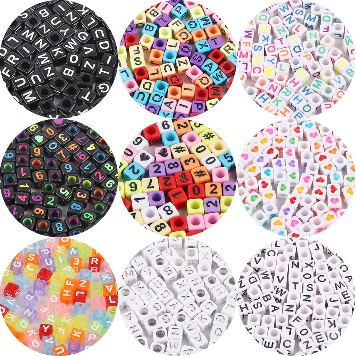 English letters, cube beads full figure