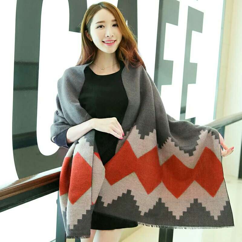 Cashmere Scarf In Double Diamond Shape