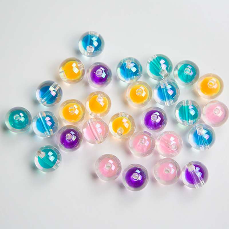 Acrylic straight hole transparent 12 cm AB color inside the color circle beads beads DIY children headwear accessories manufacturers direct thumbnail