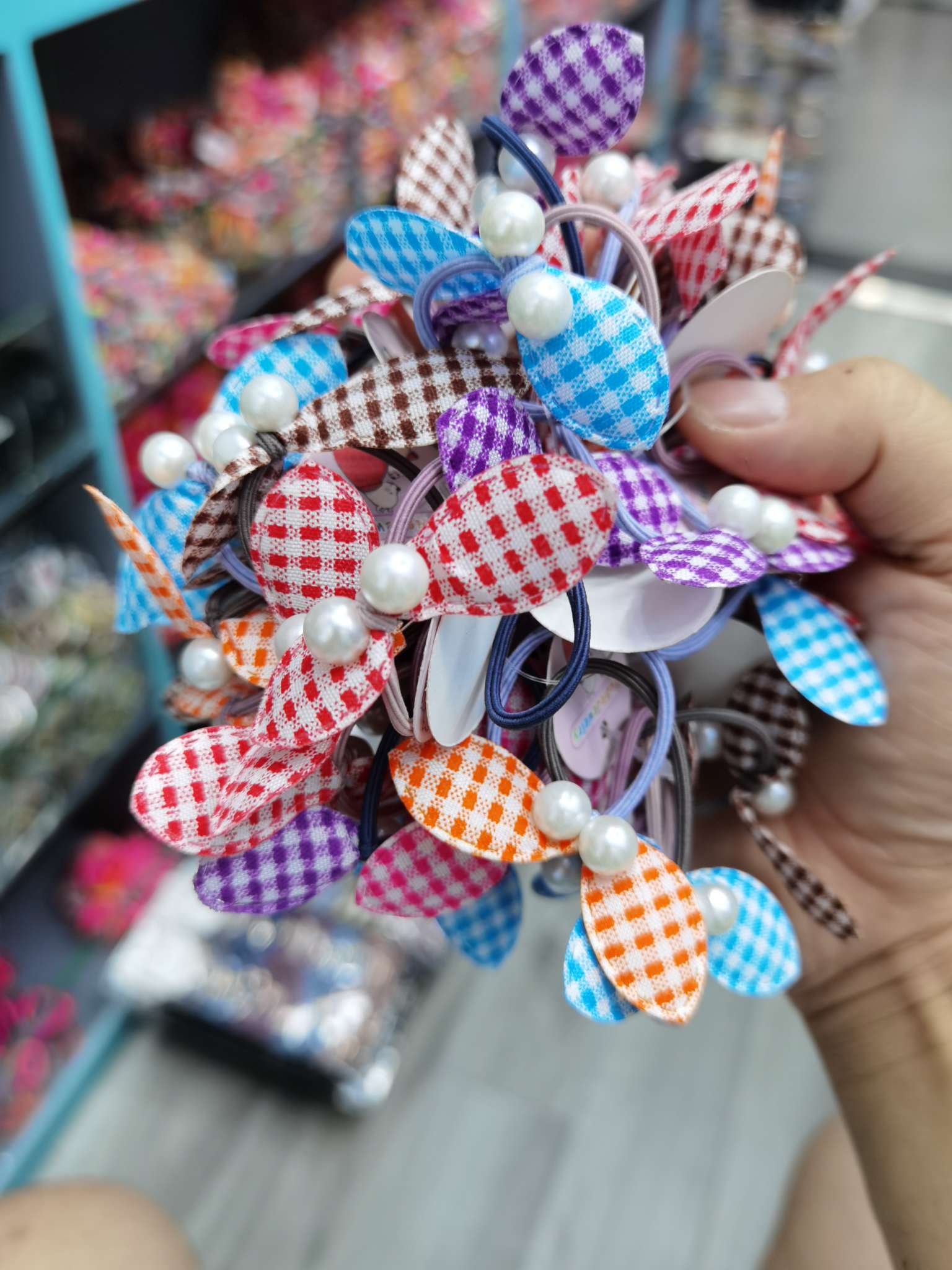 Authentic Liufang Rubber Band Manufacturers Direct Children To Glue Plaid Rabbit Ear Pearl 60