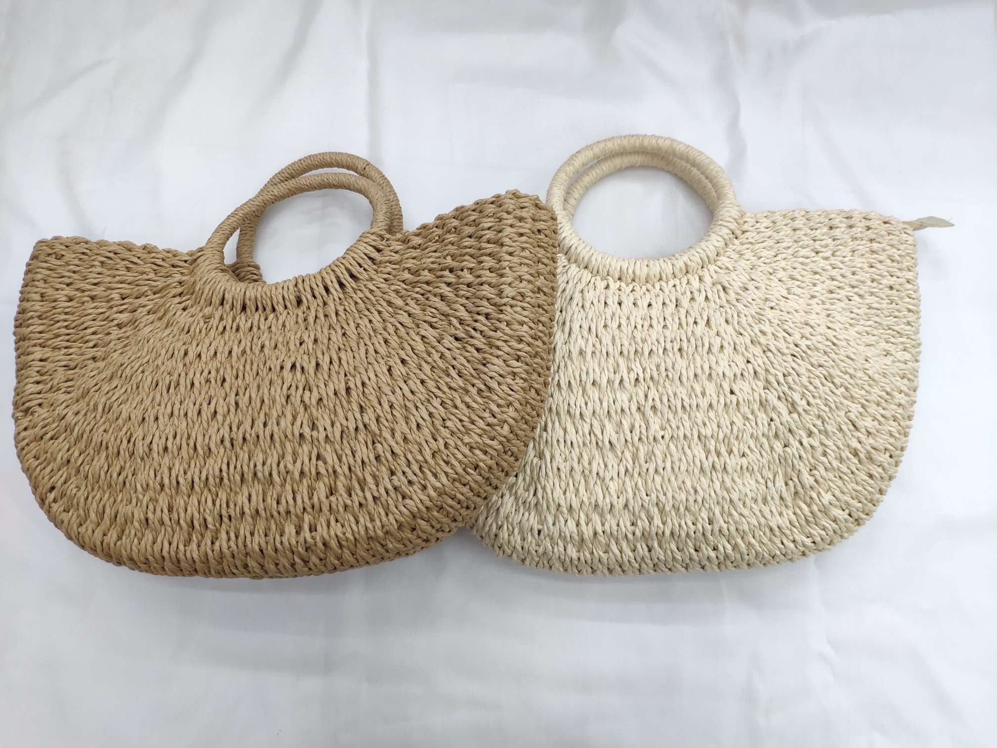 草编包圆斗包纸绳编织沙滩包女图