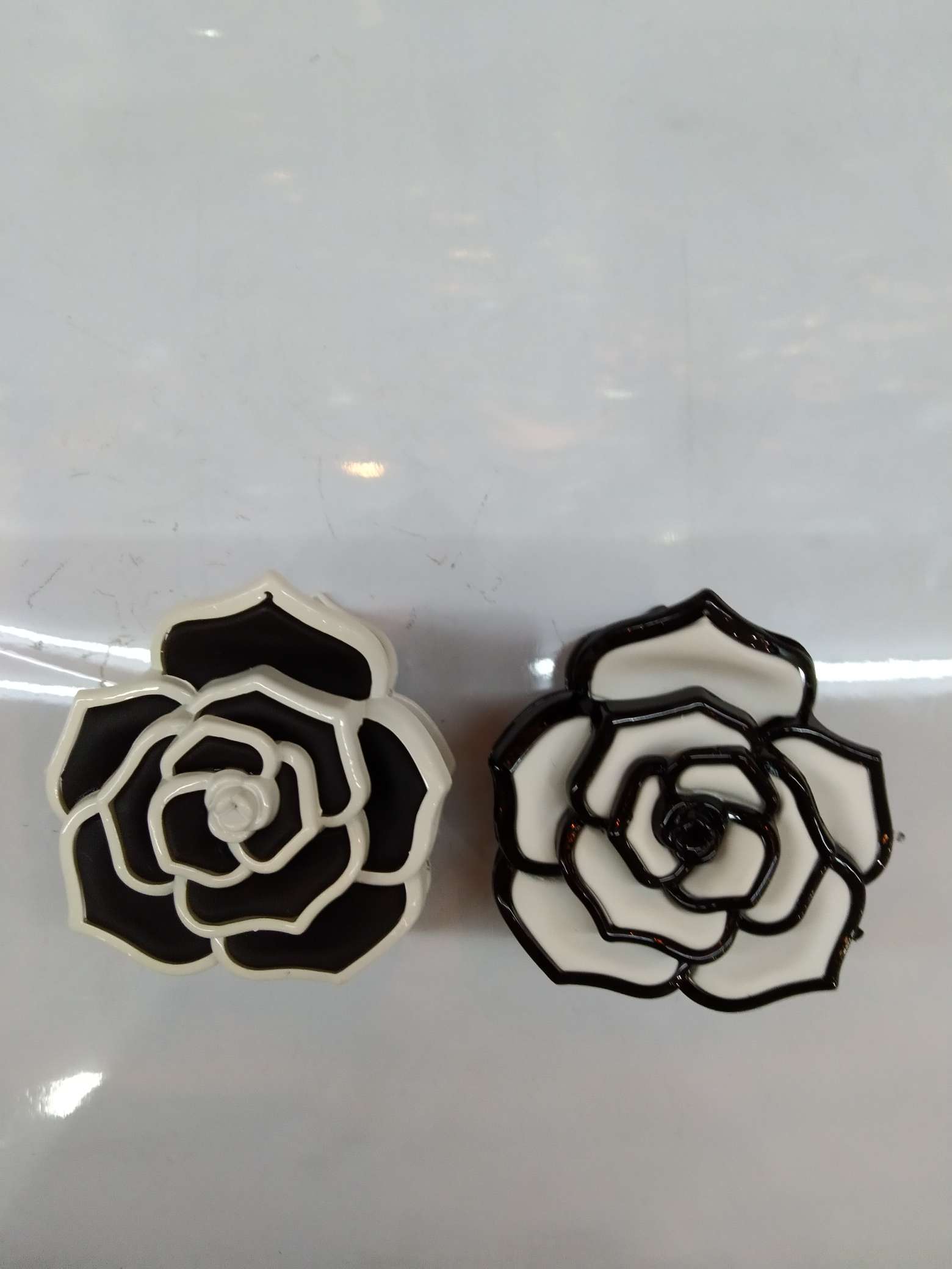 荧光色玫瑰花拼色发夹批发外贸出口厂家直销白底实物图