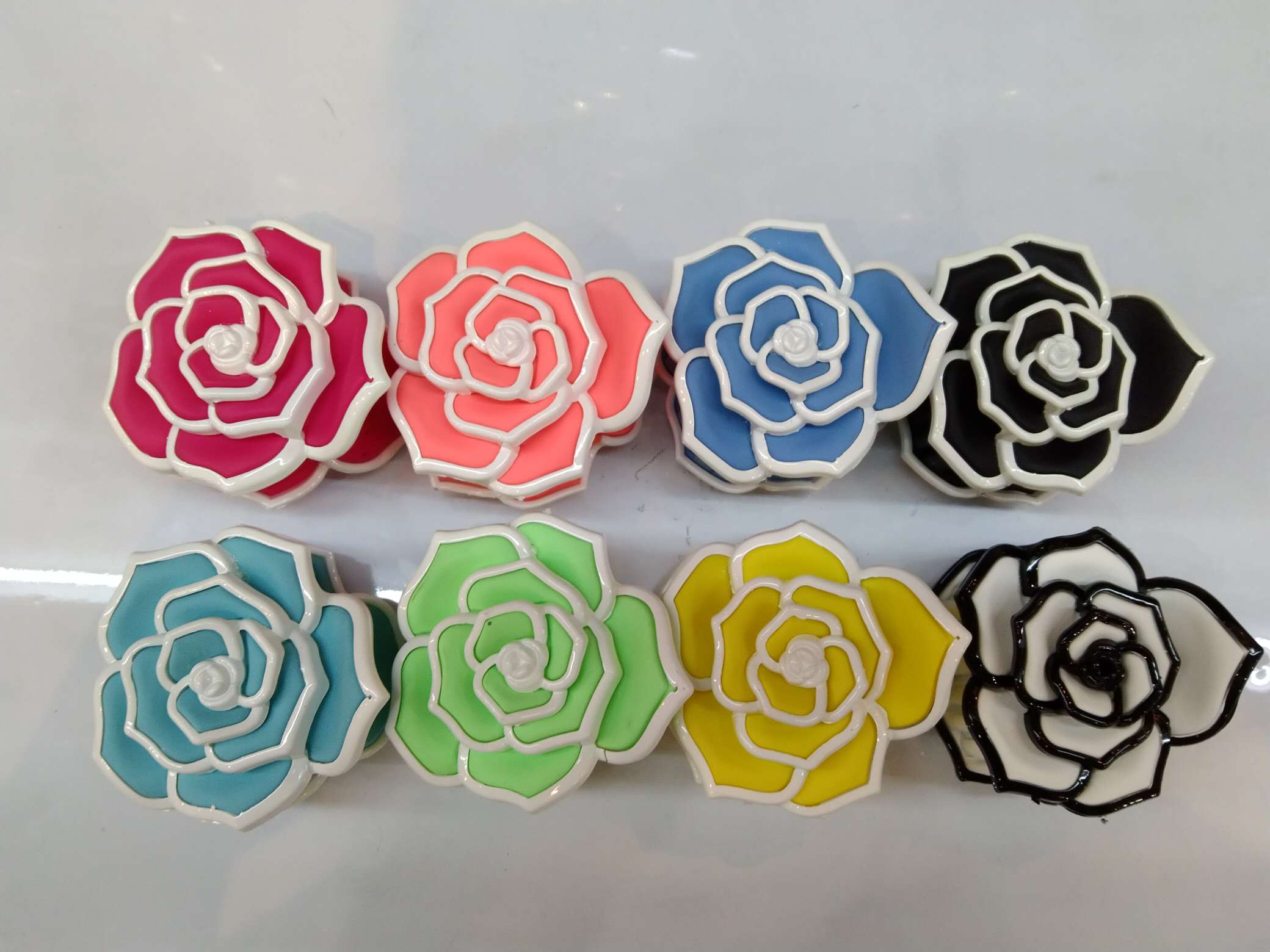 荧光色玫瑰花拼色发夹批发外贸出口厂家直销详情图9