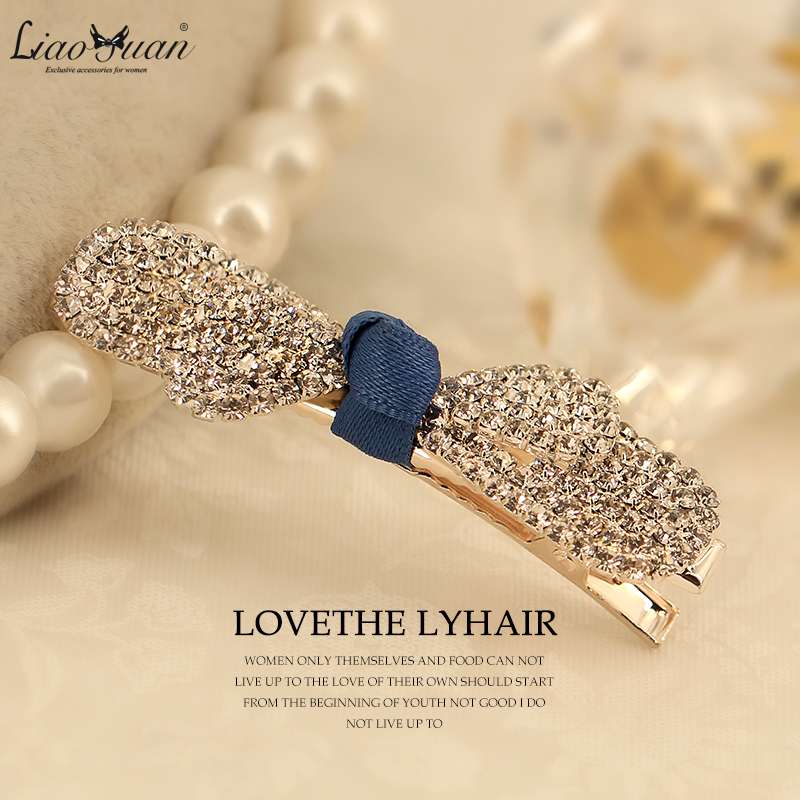 顶夹一字夹刘海夹子金属复古发夹女水钻韩国卡子头饰鸭嘴夹刘海夹细节图