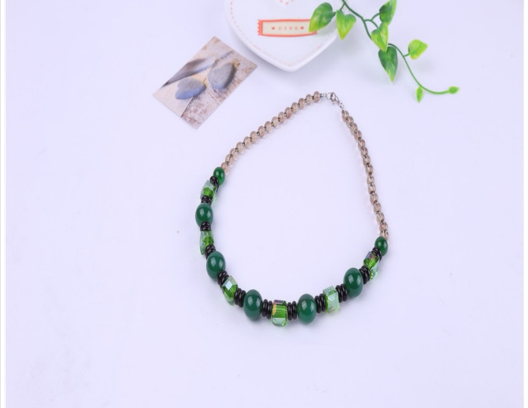 Original crystal natural agate beads, popular collarbone chain crystal necklace in Europe and America undefined
