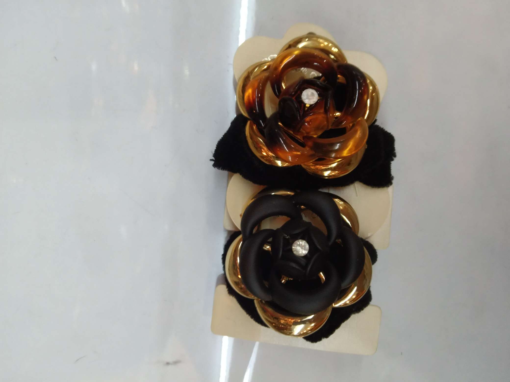 绒布款玫瑰花金底头饰批发外贸出口厂家直销细节图