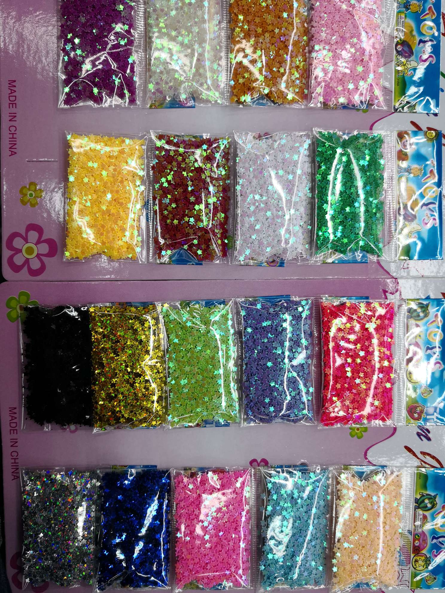 3mm five-pointed star mixed-color sequins, semi-finished jewelry accessories, decorative accessories, DiY jewelry accessories, various handicrafts embellishments, 500g per package details Picture