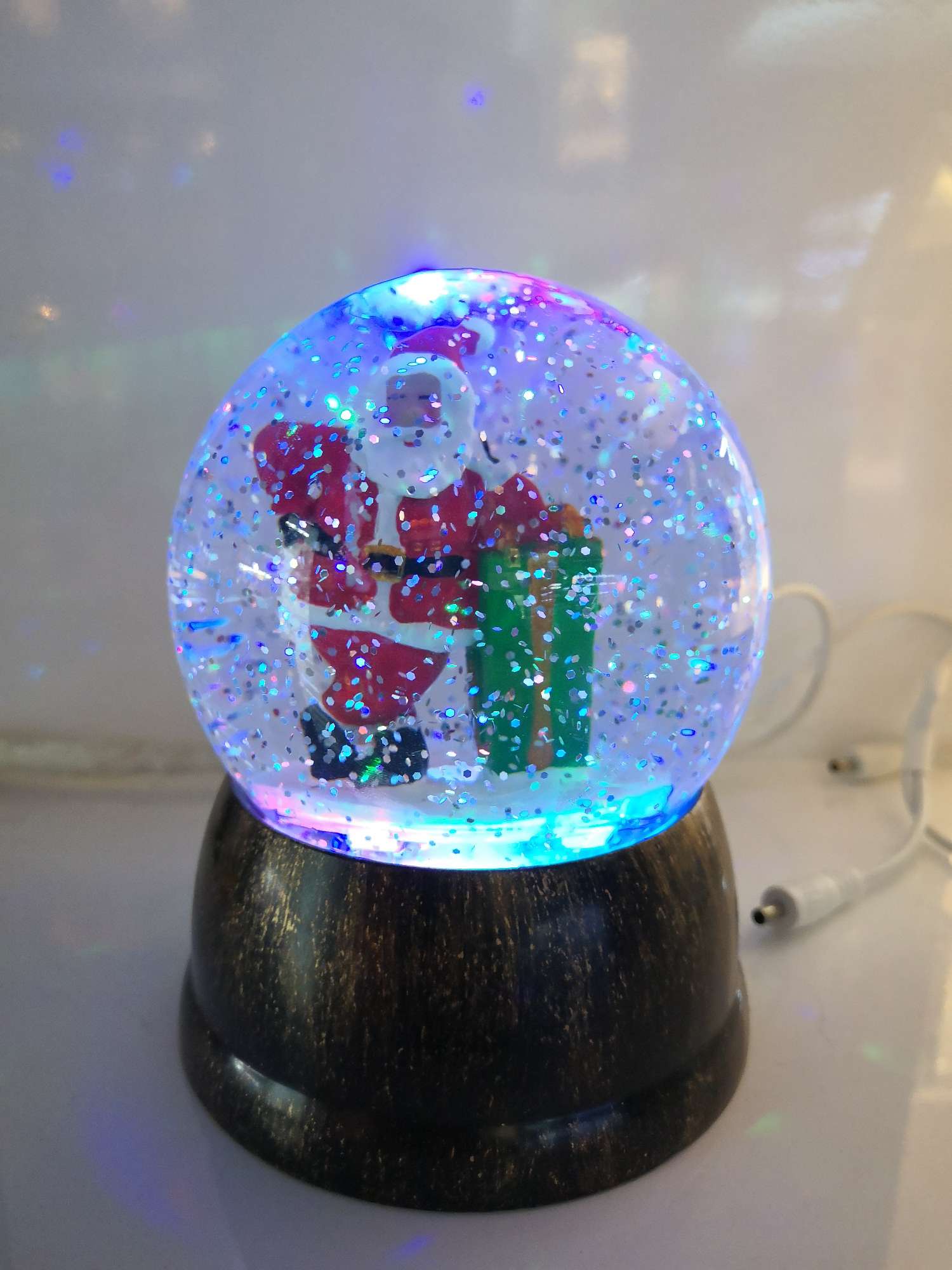 打水灌油带USB音乐飘雪小夜灯圣诞水球摆件