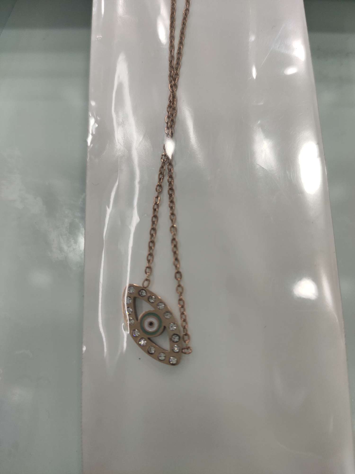 Designer splicing necklace female network red niche collarbone chain personality pendant necklace eye belt diamond necklace