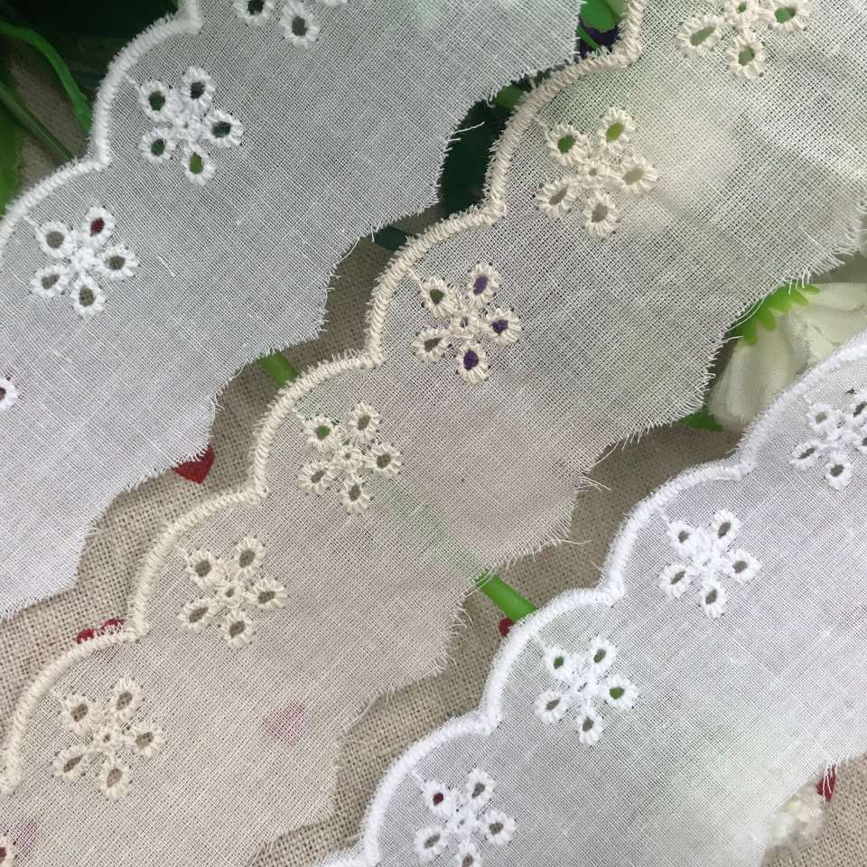 热销现货棉布刺绣花边漂白棉布大五孔4cm打孔镂空蕾丝diy服装辅料详情图6