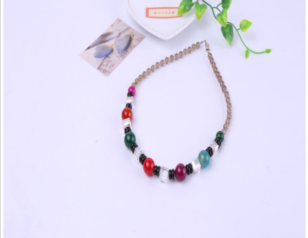 Original crystal natural agate beads, popular collarbone chain crystal necklace in Europe and America details Picture