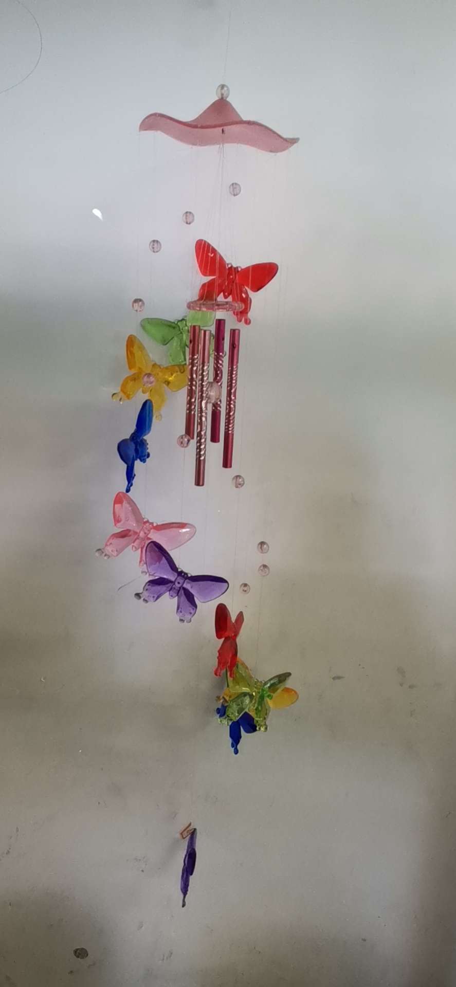 Butterfly diamond-shaped colorful pipe wind chimes factory direct sales 0091 details Picture