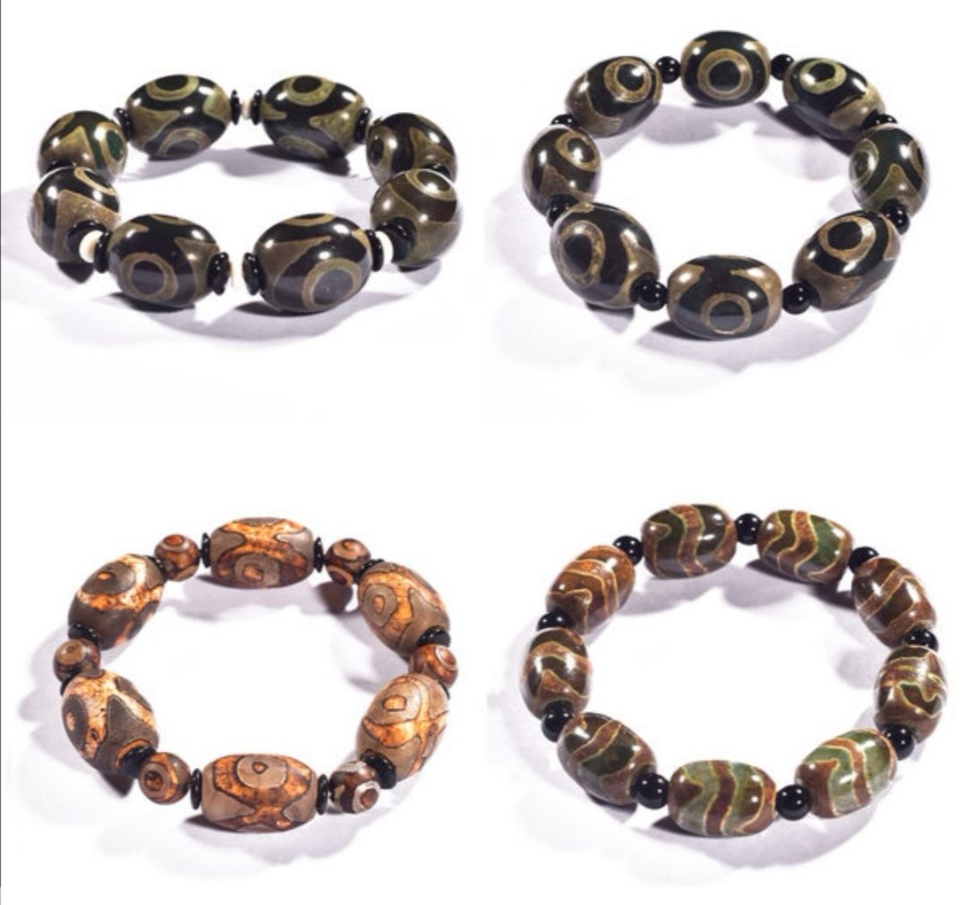 Rose Angel Tibetan-style antique Sky Pearl agate bracelet available in multiple styles for men, women and couples Specification image