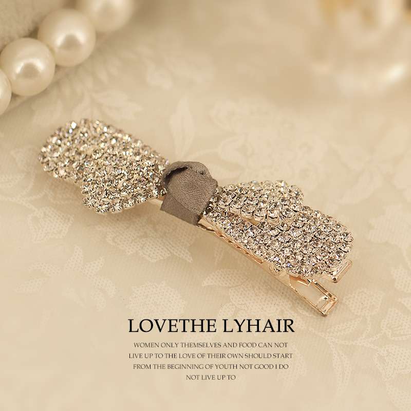 顶夹一字夹刘海夹子金属复古发夹女水钻韩国卡子头饰鸭嘴夹刘海夹产品图