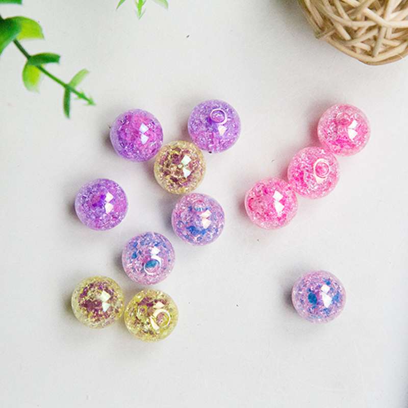 16 cm half-hole color crack plating UV han choi round beads hand DIY hair accessories earrings pen bag material thumbnail