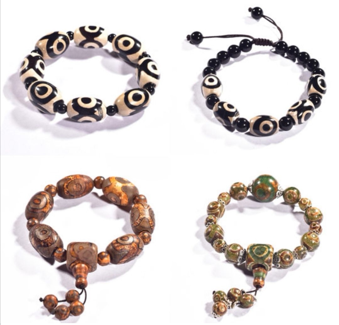 Rose Angel Tibetan-style antique Sky Pearl agate bracelet available in multiple styles for men, women and couples