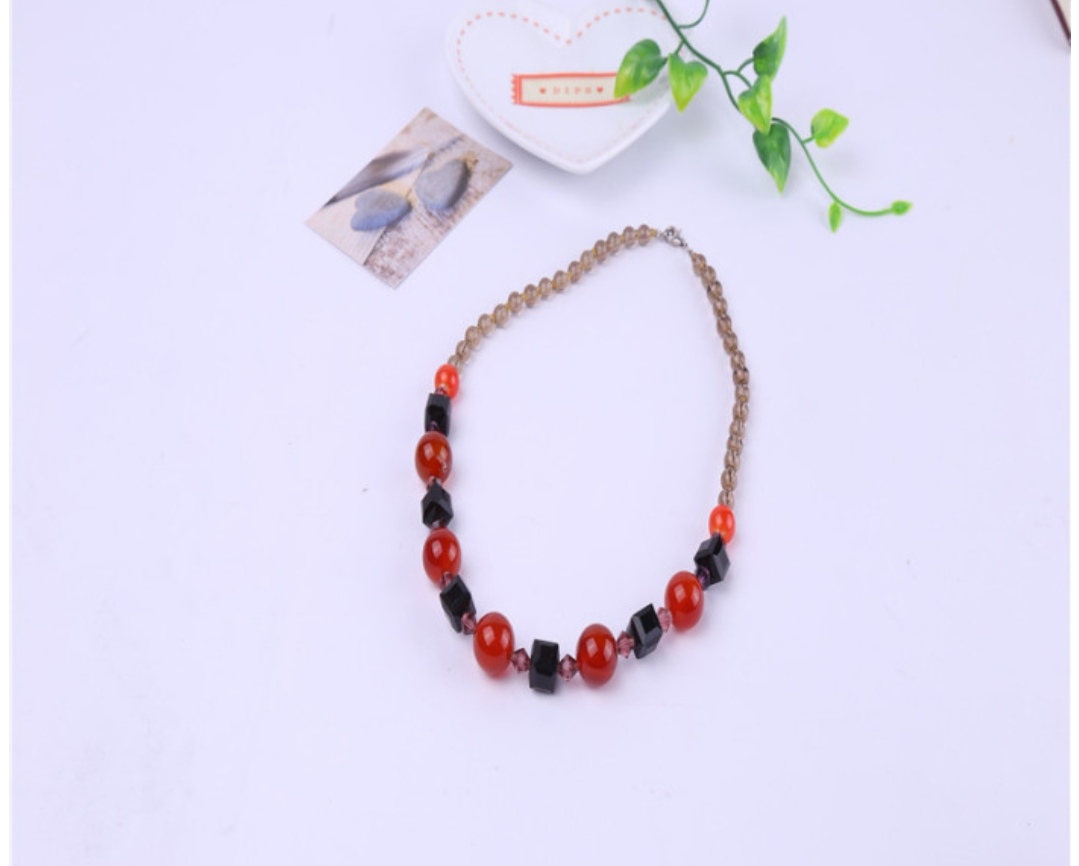 Original crystal natural agate beads, popular collarbone chain crystal necklace in Europe and America undefined