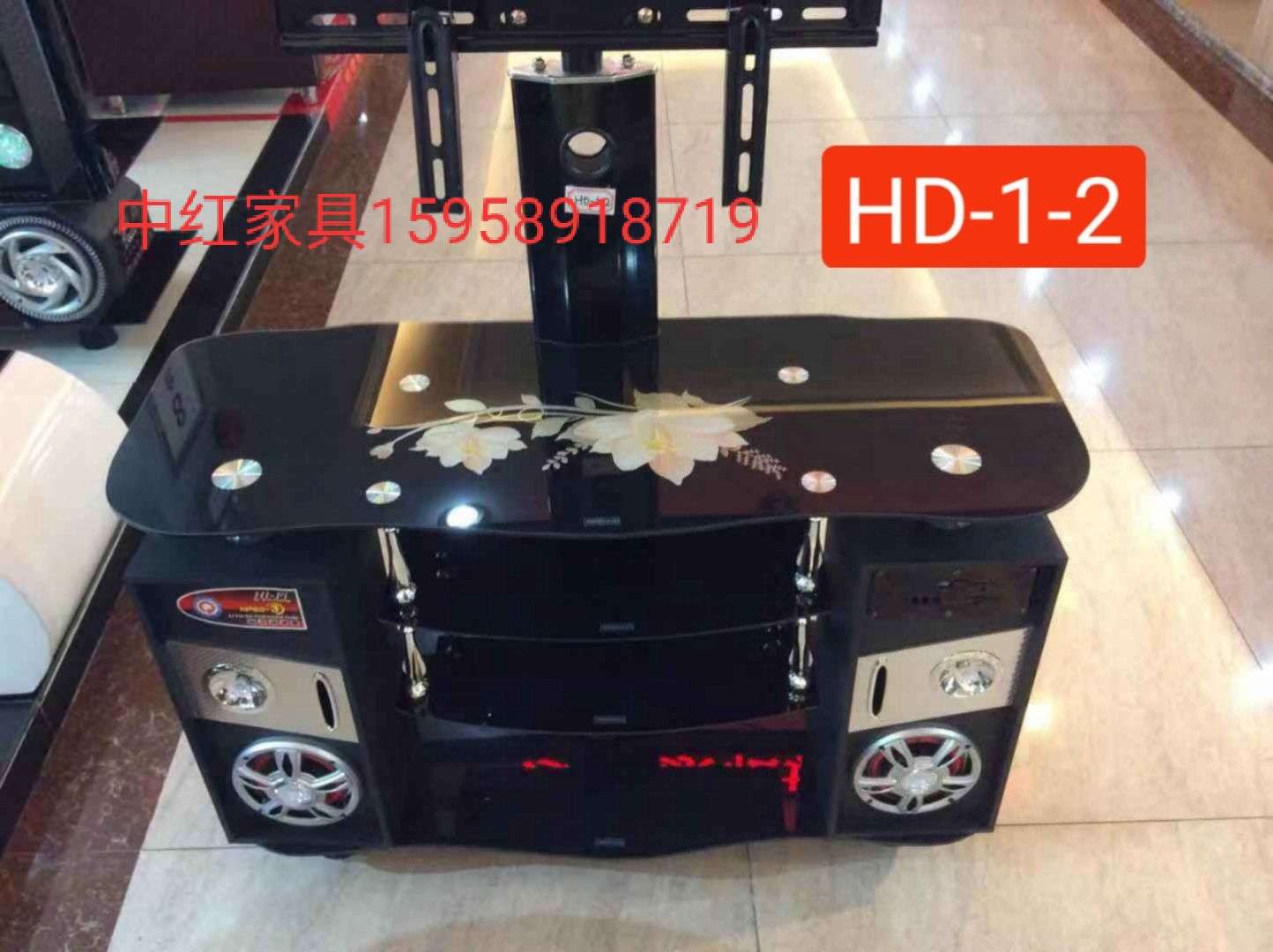 玻璃电视桌音响玻璃支架带挂架简易钢化玻璃电视柜多功能家用电视柜白底实物图