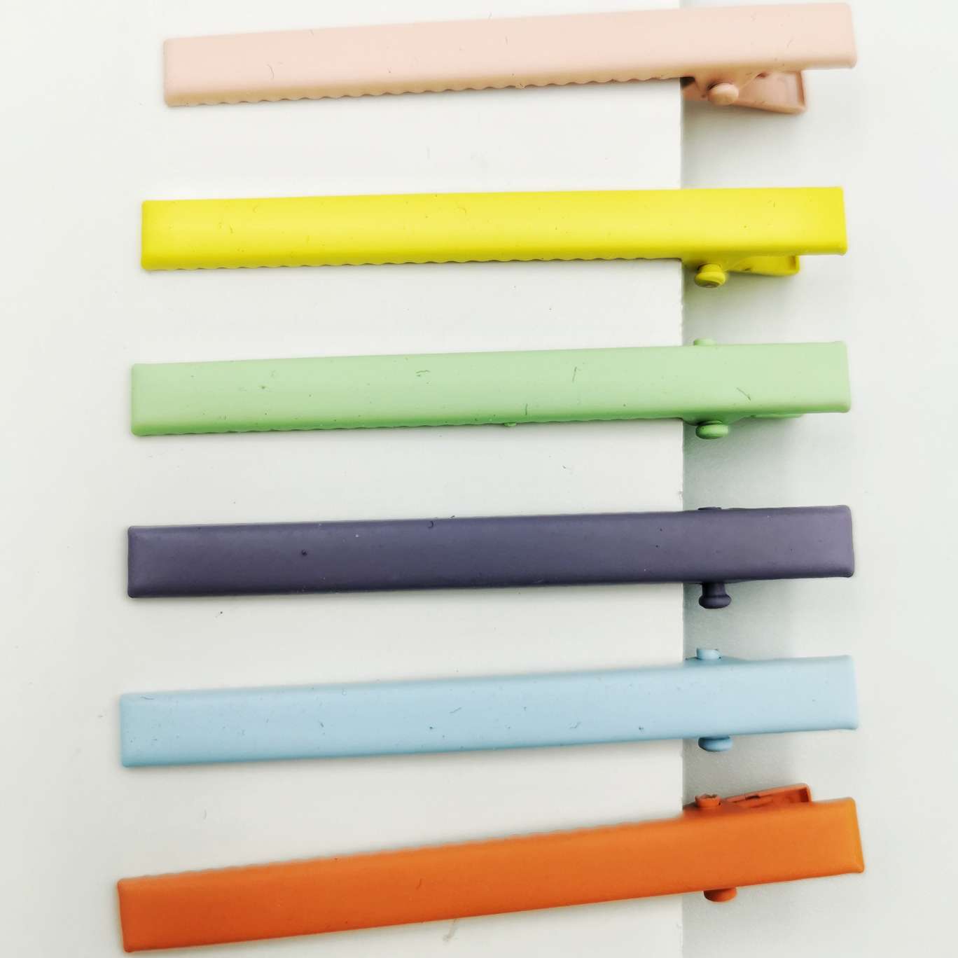 Ins Red Hairpin Rubber Paint One-Line Clip Color 6Cm Thin Square Clip Korean Version Simple Side Clip Diy Accessories Children Clip Handmade Materials New Bottom Clip Duck Beak Clip Bangs Clip Edge Clip undefined